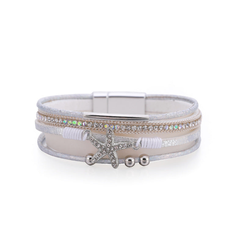 Wholesale Multi-layer Diamond Starfish Bracelet